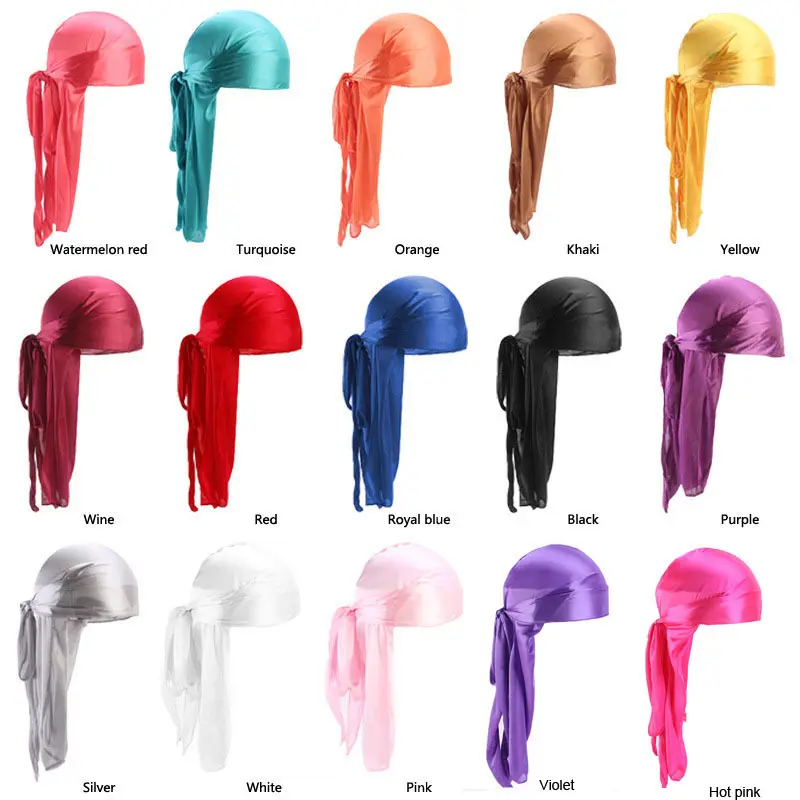 BIGWIG Unisex Solid Color Versatile Stretch Silk Head Wrap - High-End Satin Headscarf, Outdoor Sports Headband, Back-Tied Cycling Cap, Arab Pirate Hat for Street Dance