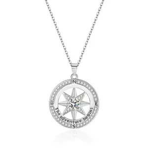 Fashion Compass Necklace, Women's Fashion, Graduation Season, Wedding Anniversary, Gift Box