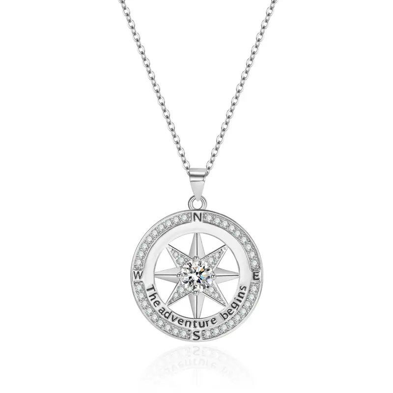 Fashion Compass Necklace, Women's Fashion, Graduation Season, Wedding Anniversary, Gift Box