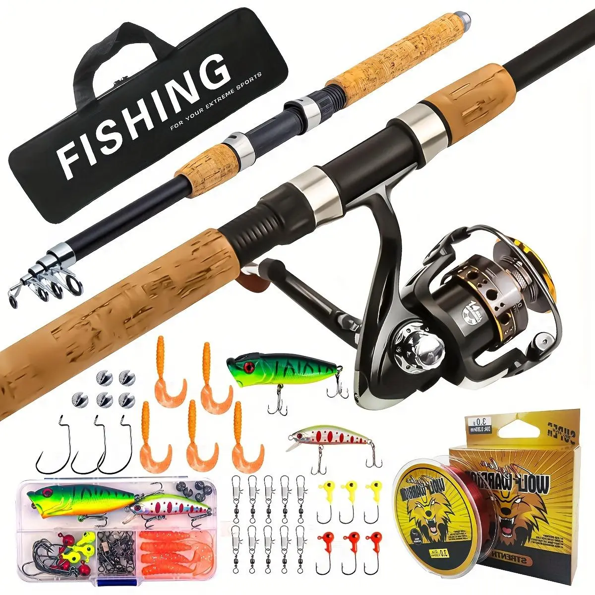 2.1m Telescopic Fishing Rod & Reel Set, 1 Set Portable Fishing Rod & Reel Set, Fishing Gear and Equipment Set, Fishing Accessories for Outdoor Fishing, Fishing Supplies