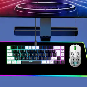 Hxsj-RGB Keyboard and Gaming Mouse Set, Compact 68-Key Wired RGB Backlit Keyboard, Ambidextrous Design for Ps4 Xbox PC MAC Laptop