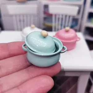 1pc Mini Alloy Soup Pot Dollhouse Accessory Doll Accessories Gift for DIY Decor Small Landscape Art Ornament