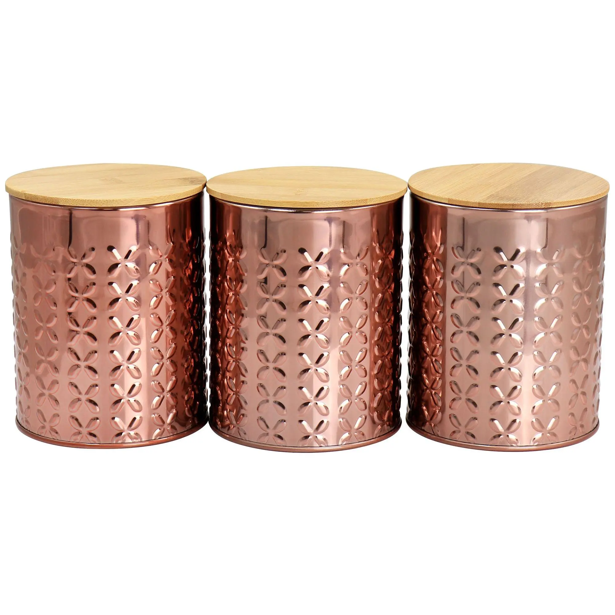 MegaChef 3-Piece Golden Kitchen Canister Set wi th Bamboo Lids