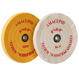 Cotton Buffing Wheel Kit 8 inch for Bench Grinding Wheel Polishing Machines, Polishes Jewelry Glass Tools and More, 5/8 inch Arbor