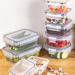 8/7/6/6 Piece Crisper Container Set, Kitchen Storage Box, Microwaveable Dishwasher Safe Lunch Box Set, Durable Food Containers, Clear Storage Containers