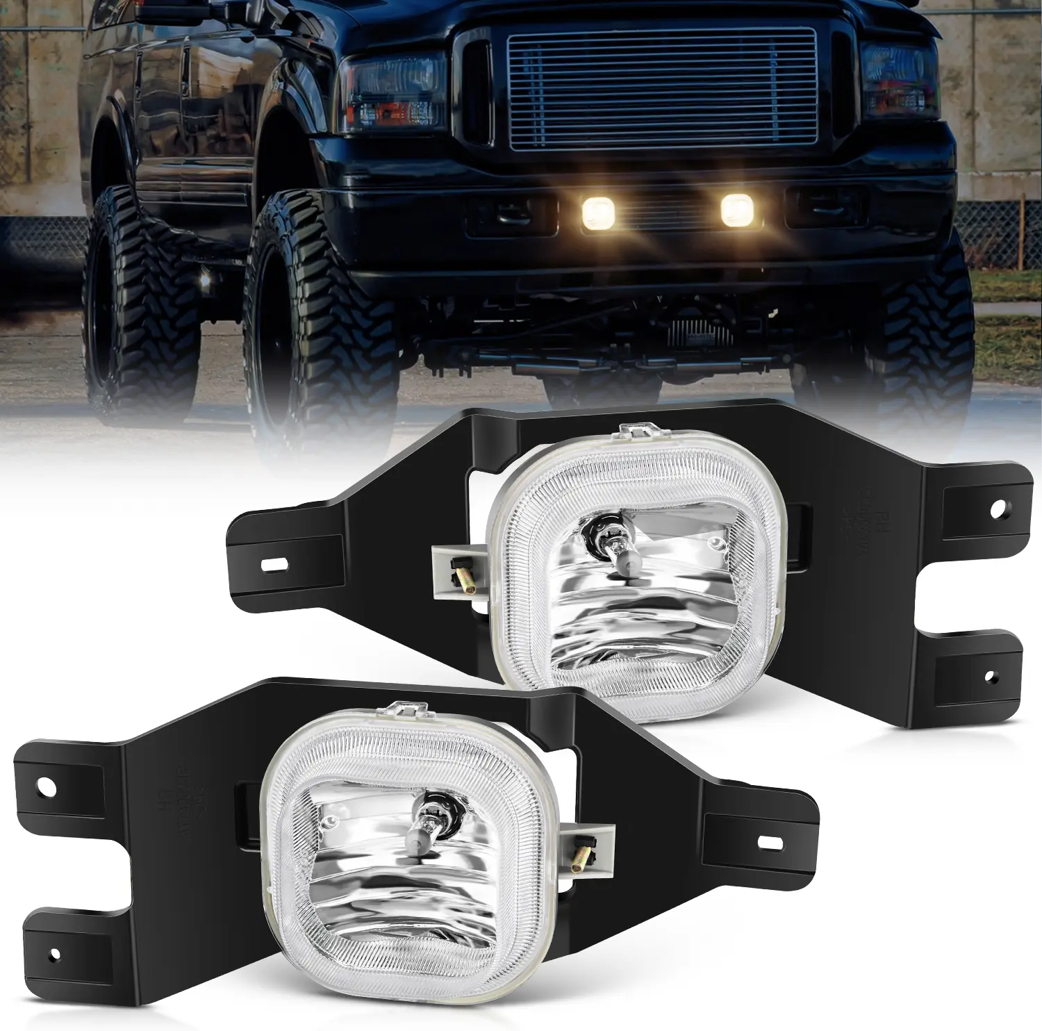 Nilight Halogen Fog Lights Assembly Pair Set, 12V 42W H10 Bulbs Included, Plug-and-Play Weatherproof Replacement for 1999-2004 Ford F250-F350-F450-F550 Super Duty & 2001-2004 Ford Excursion, Car Accessories, Warm, 42W Strong Output