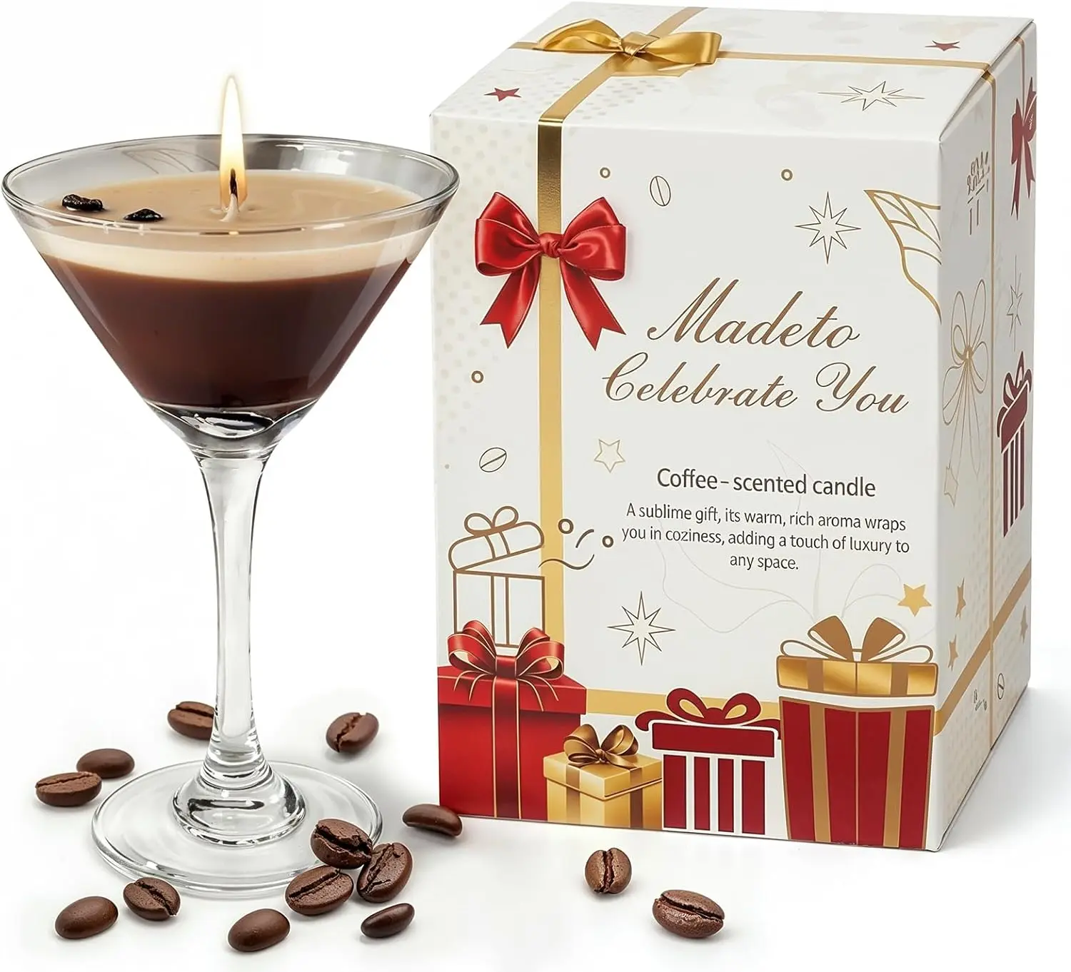 Espresso Martini Scented Candle - Hand-Poured Natural Soy Wax with Strong & Long-Lasting Fragrance, in Reusable Martini Glass| Home Decor & Unique Gift for Women, Birthday, Valentine's Day