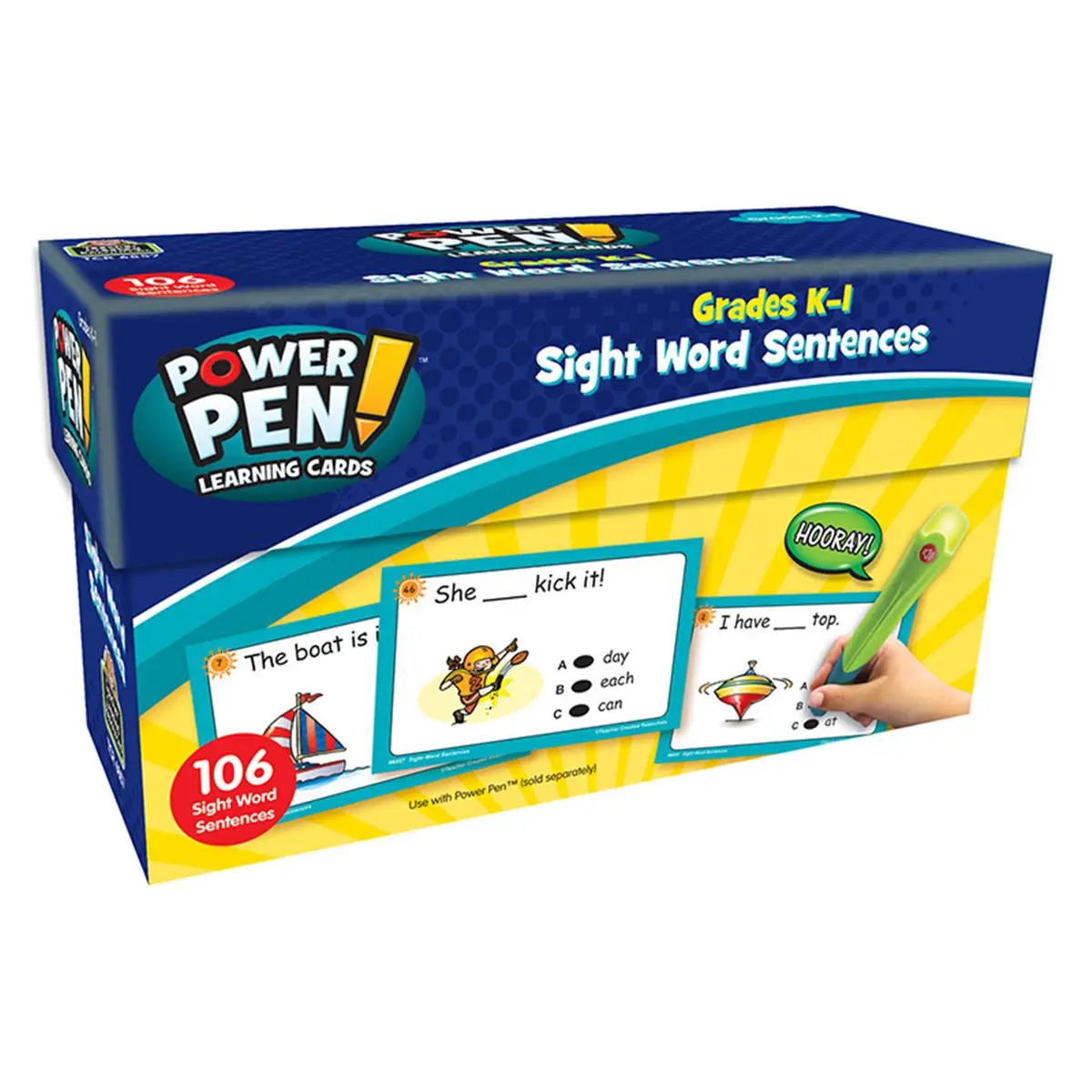 Teacher Created Resources Power Pen Learning Sight Word Flashcards, 53-Card Double-Sided Back-to-School Ready Screen-Free School Supply Set, Flashcards for Studying to Recognize Sight Words & Use with Power Pen