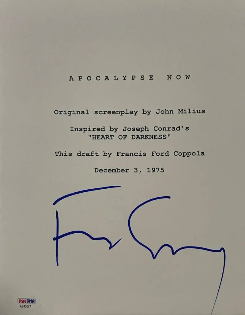 Francis Ford Coppola Authentic Autographed Apocalypse Now Script