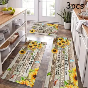 Bright Butterfly & Sunflower Kitchen Mats Set, Soft Colorful Floral Design, Floral Washable Rug, Easy Clean, Easy Maintenance Home Decor Rugs for Kitchen Living Room Bedroom