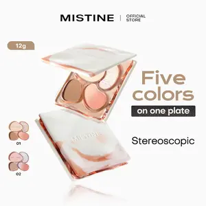 Mistine Face Contour Palette Highlight Palette Blush Palette 01 Palm Sunshine 12g Melts Smoothly into the Skin Natural Pearlescent Effect
