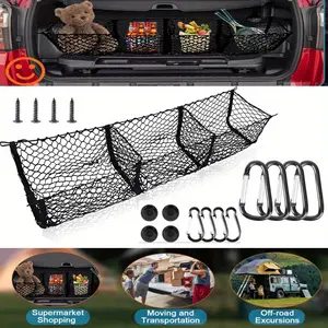 Heavy Duty Truck Bed Cargo Net, 59" Premium Pickup Trunk Mesh Organizer with 3 Detachable Pockets, Storage Accessory for Chevy Silverado & GMC Tacoma, Sports & Outdoor Camping Hiking Gear