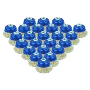 24 Pack Wire Cup Brush, 3 Inch Coarse Crimped Cup Brush for Grinders, with 5/8-11 Inch Arbor for Heavy Cleaning Rust, Stripping and Abrasive, for Angle