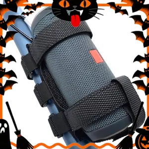 Fixit Haven Portable Bike Golf-Cart Speaker Mount Adjustable Strap Holder for JBL Flip 5 Charge Series Bluetooth Speaker Waterproof Stand for Railing or Handlebar of Bicycle Scooter UTV ATV Motorcycle Compact Design Tight Hold Grained Black