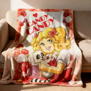 Anime Candy Blanket, All-Season Comfort Wrap for Sofa, Office, Travel - Digital Print Glam Style, Ideal Christmas Birthday Gift for Friends