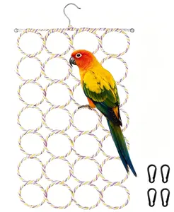 1 Pack Small Pet Rope Toys,Bird Rope Perch Climbing Net Ladder Hanging Hammock for Parrot (Parakeet/Cockatiel/Cockatoo/Macaw/Conure), Rat, Hamster, Mouse, Ferret (1Pcs)