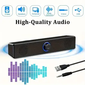 Compact Desktop Computer Speakers, Colorful Design, Dual Stereo Sound Effect, USB Powered, Wired Desk Audio for PC Laptop, Button Control