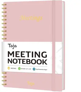 Work Planner Notebook with Agenda & Action Items, 160 Pages for Note Taking & Project Planning, 6.9" x 9.9", Pink, Ideal for Men & Women