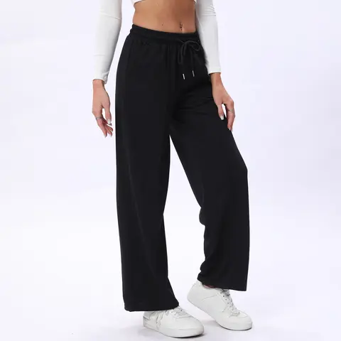 Women's Simple Design Straight Leg Drawstring Baggy Lounge Pants Leg Casual Trousers Loose Fit Fashionable All-Season Springfresh Summer Vibes