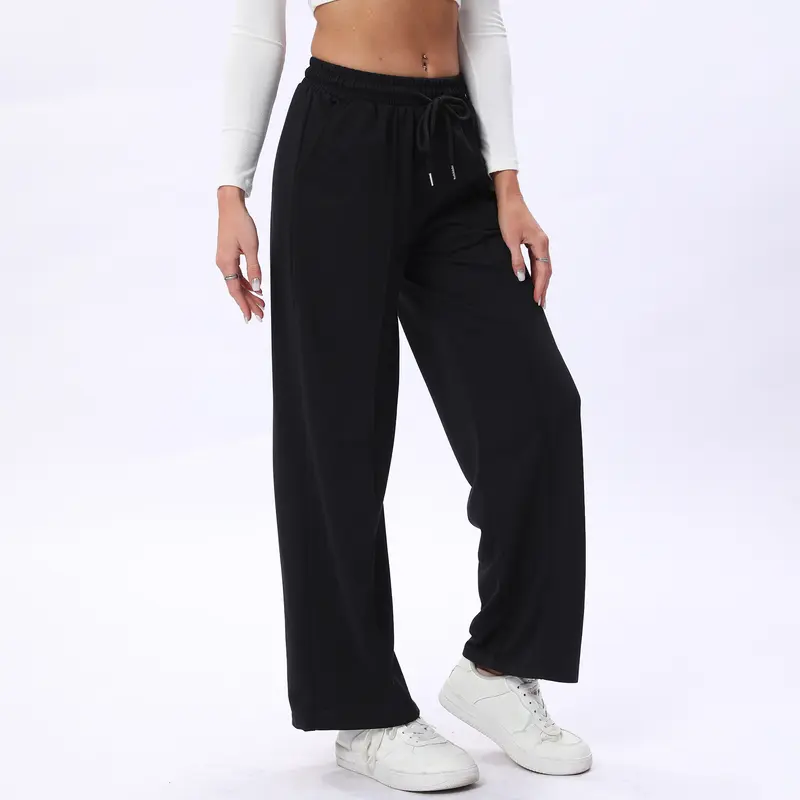 Women's Simple Design Straight Leg Drawstring Baggy Lounge Pants Leg Casual Trousers Loose Fit Fashionable All-Season Springfresh Summer Vibes