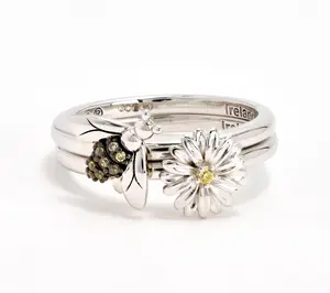 Fado Sterling Silver Set of 2 Irish Garden Stackable Rings