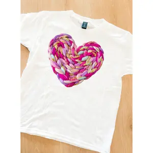 Youth Faux Yarn Heart Graphic Tee