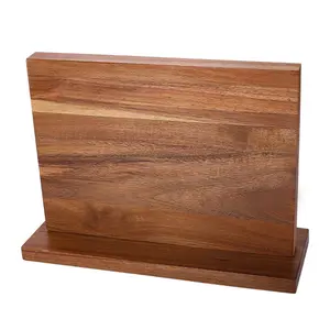 Magnetic Wooden Knife Holder Double-Sided Universal Knife Stand Knife Set Holder Stand with Strong Enhanced Magnets for Counter Top