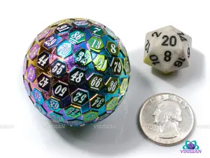 Rainbow D100 | Anodized Iridescent, Multi-Colored | Giant Metal Die (1)