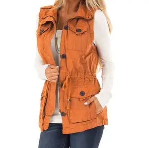 PiePieBuy Womens Military Utility Vest Casual Lightweight Sleeveless Drawstring Jacket with Pockets Casual Urban
