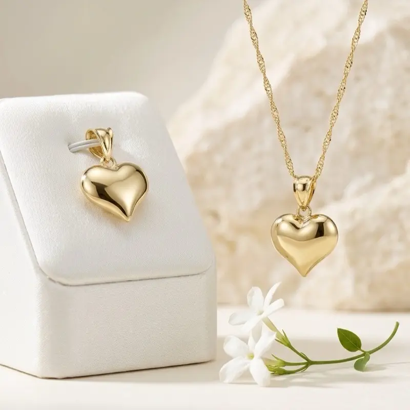 Women's 10K Gold Heart Pendant - Dainty Trending Gold Jewelry Accessory for Necklaces