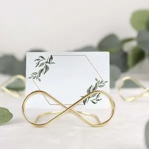 10-Pack Metal Card Holder Stands 3" Infinity Design Gold - Table Number Stands and Wedding Place Card Menu Clips