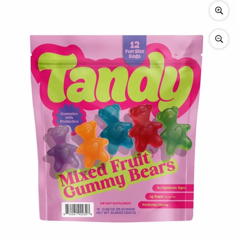 Tandy Belly Bears Probiotic Gummy Candy Snack, 0.88 oz, 12-Count Sweet Chewy Fruit Candy