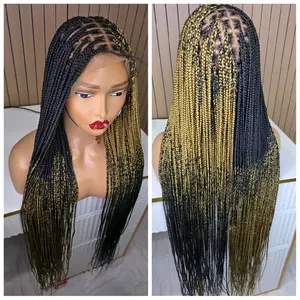 Cross Braid Black and Honey Brown Knotless Braided Wig for Stylish Looks