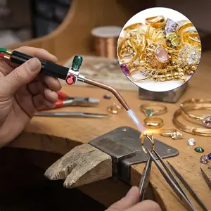 Portable Oxygen Acetylene Welding Torch Set, 1.8m/6ft Super Soft Braided Tube, 5 Bend Nozzles, Quick Connectors, Jewelry Copper Pipe Tool