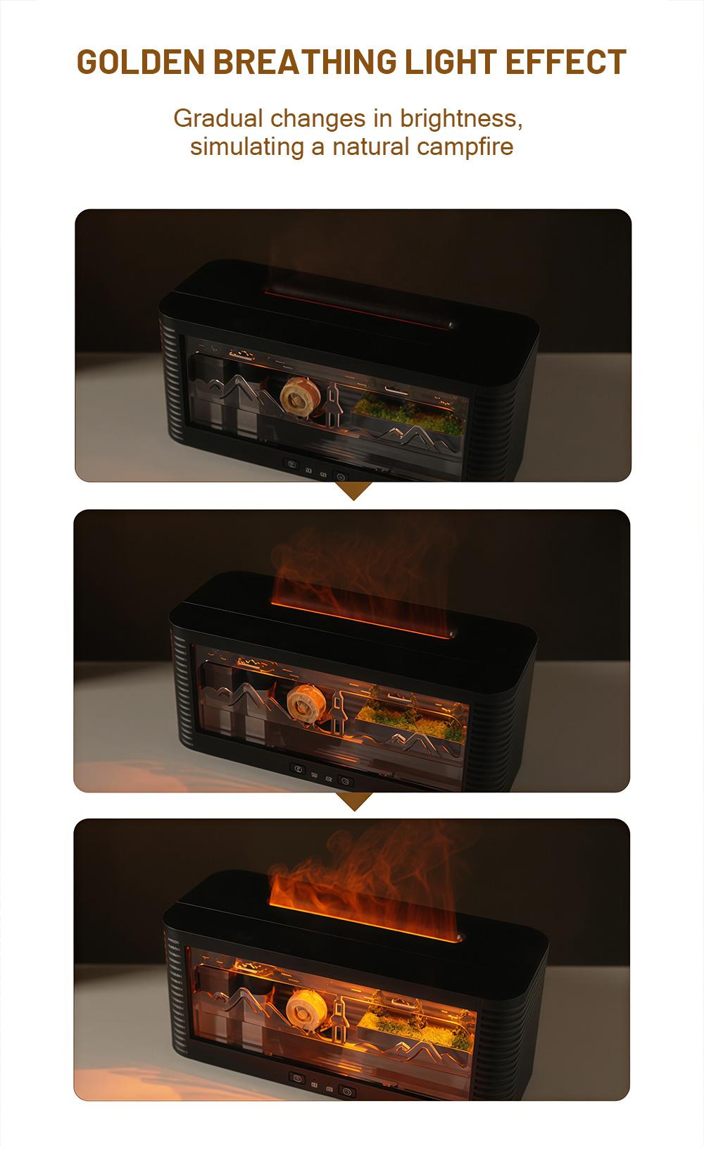 Real Flowing Water Flame Humidifier Water Drop Aroma Diffuser Waterless Auto Off Timer Mist Essential Oil Diffuser For Home Bedroom Office Relaxation Sleep Aromatherapy Fragrance Gift