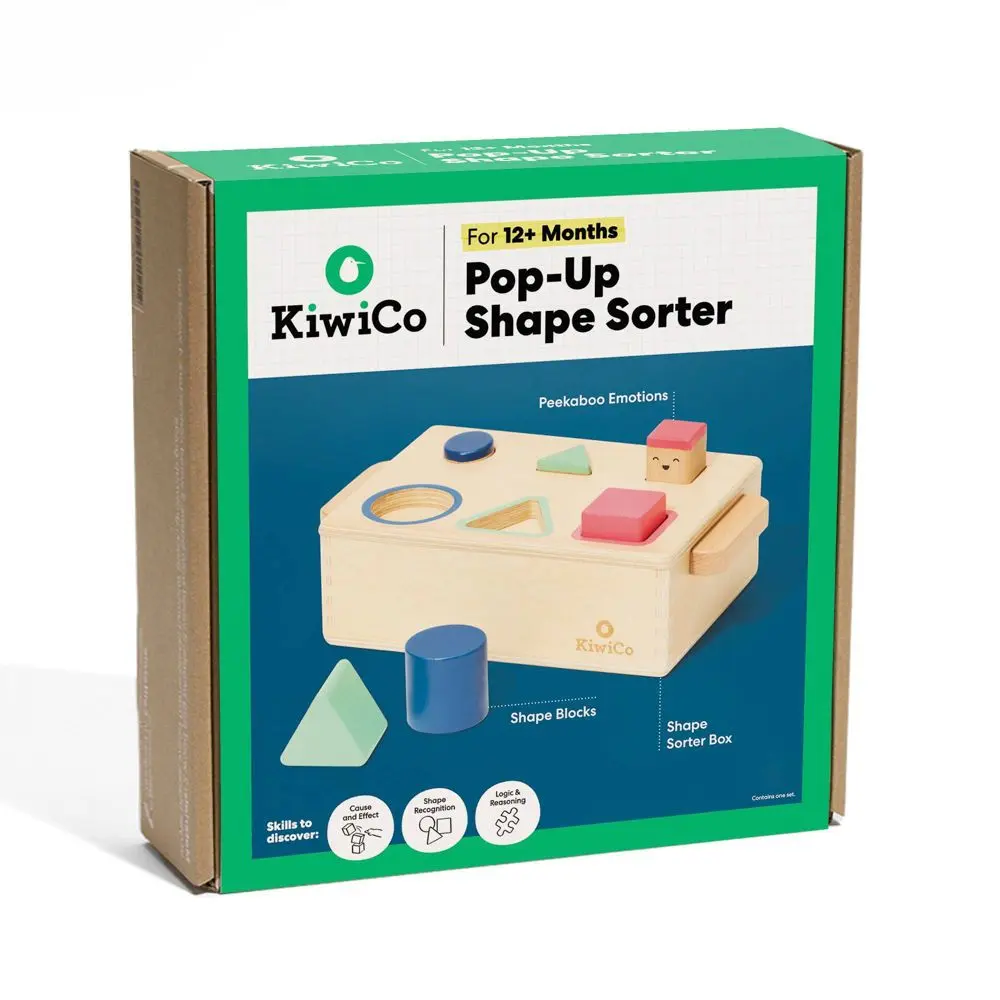 KiwiCo Pop Up Shape Sorter - Sorting Activity Play Center Wood 12mo & Up, Baby, Toddler Toys