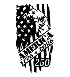 250 Anniversary America with Eagle head flag vinyl window decal