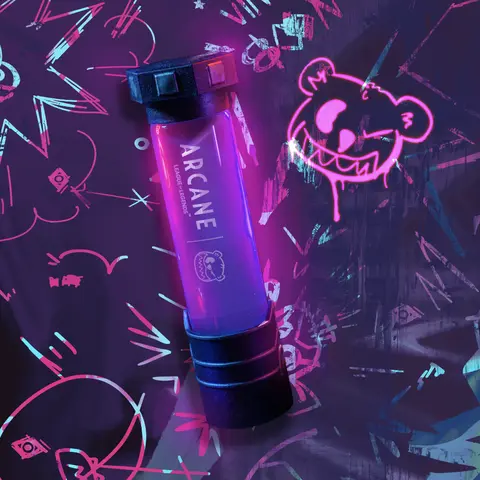 Boba Bear X Arcane Season 2 Shimmer Vial with LED Light, Clear Glass