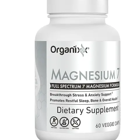 Organixx Magnesium 7 High Absorption Magnesium Vitamins Supplements, 60-Count Vegan Capsules with 7 Chelated Forms, Vitamin B6, Manganese Citrate, Low Sodium for Body Health & Insomnia Solutions, Non-GMO, Made in USA