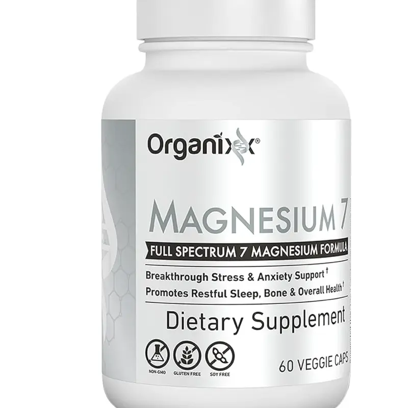 Organixx Magnesium 7 High Absorption Magnesium Vitamins Supplements, 60-Count Vegan Capsules with 7 Chelated Forms, Vitamin B6, Manganese Citrate, Low Sodium for Body Health & Insomnia Solutions, Non-GMO, Made in USA