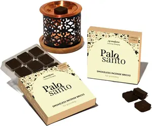 Aromafume Palo Santo Incense Bricks (2 Trays x 9 Pieces Each) with Snowflake Exotic Incense Diffuser | Ideal for deepened Spirituality, Meditation, Purification, Relaxation, Healing & Rituals