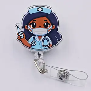 2D Non-3D Mask Nurse Temperature Measurement Version, Stretchable ID Holder, Medical Staff Gift, Badge Card Roll Stand, Doctor Rn Lpn Label Stand, Nurse Badge Reel, Nursing Badge Reel