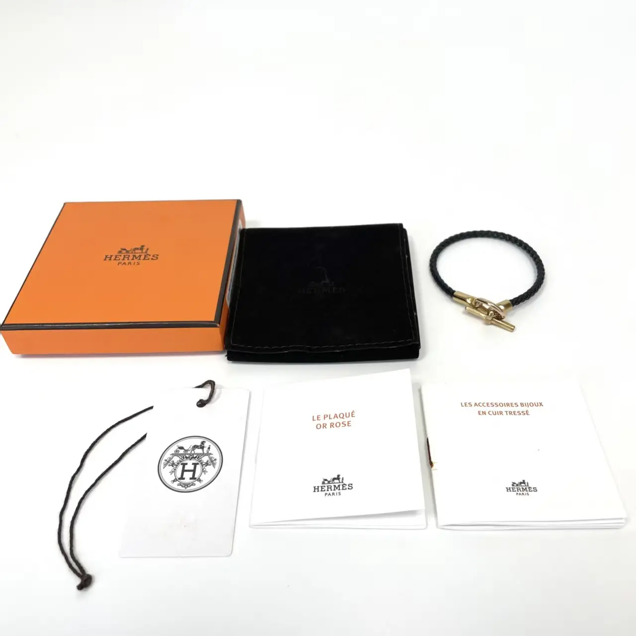 Pre-owned Hermès Glenan Braided Leather Bracelet – N22061238