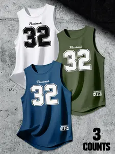Men's Sporty Sleeveless Vest Set, Round Neck T-Shirt 3-Piece Pack, Breathable Slim Fit, Versatile for Daily, Sports, Outdoor Wear