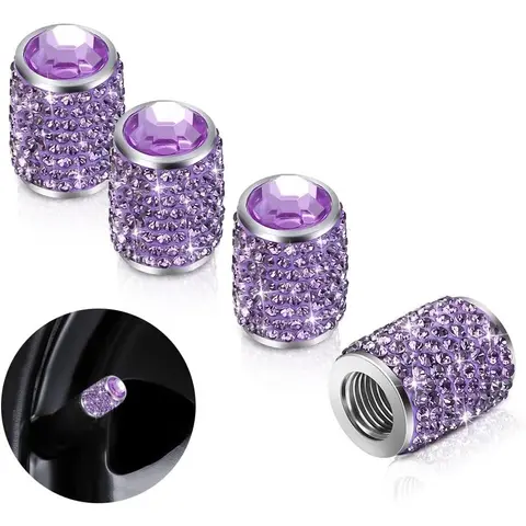 Bling Tire Stem Valve Caps, Crystal Tire Caps Shinny Rhinestone Universal Car Dustproof Tire Valve Caps for Car SUV Motorcycle Bicycle Truck