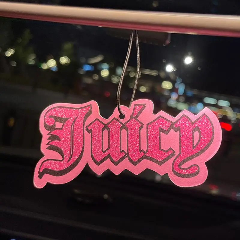 Glitter Letter Pattern Car Hanging Aromatherapy Tablet Decoration, Car Air Freshener Ornament, Car Rear-view Mirror Decorative Pendant, Car Interior A