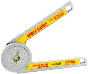 Miter Saw Protractor with Bubble Level – 360° Angle Finder Ruler for Carpenters & Building Trades