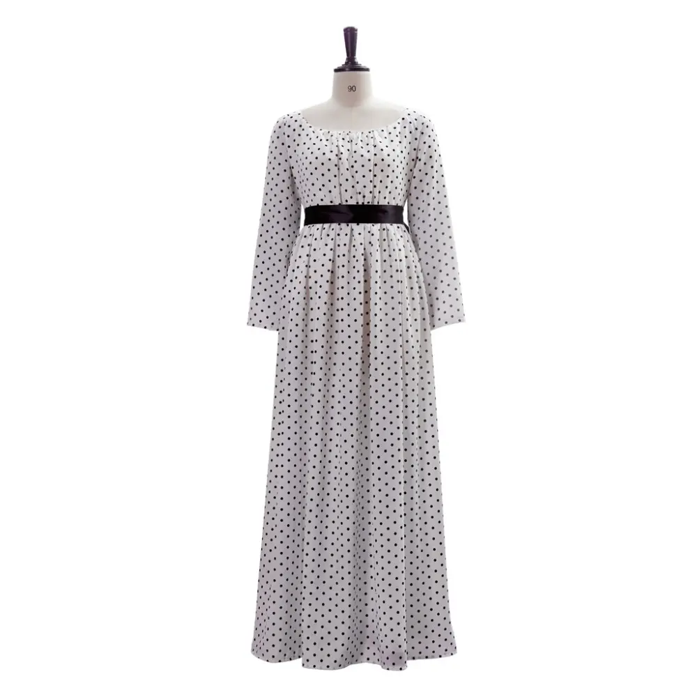 Women's Regency Gown, Vintage Polka Dot High Waist Dress for Tea Party, Victorian Costume for Outfits Inspo, Elegant, Fabric, Ball Gown, Polka Dot Pattern, Empire Silhouette, Renaissance Fairs, 2Xl, 3Xl, Classic, Casual, Low Iron