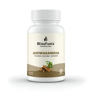 BlissFuels Ashwagandha Tablets – Natural Adaptogenic Herbal Support (100 Tablets)
