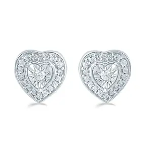 1/4Ct TW Diamond Heart Cluster Fashion Stud Earring in Sterling Silver